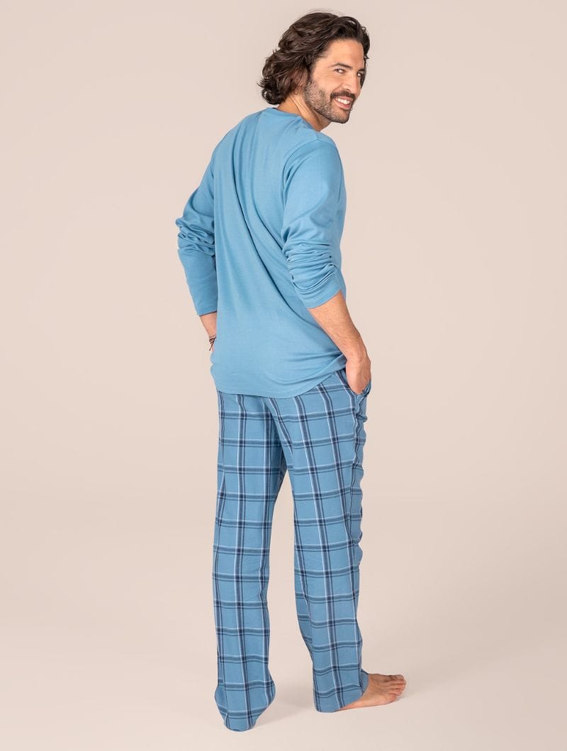 Pijama azul de algodón orgánico para hombre - Imagen 4