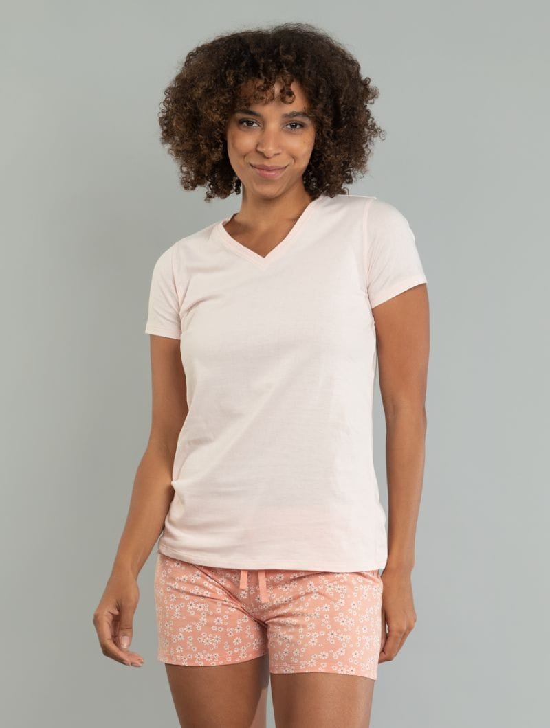 Pijama corto de algodón orgánico estampado floral - Imagen 5