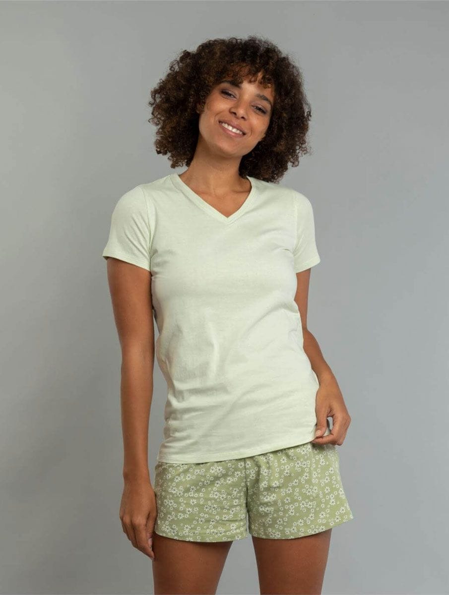 Pijama corto de algodón orgánico estampado floral - Imagen 3