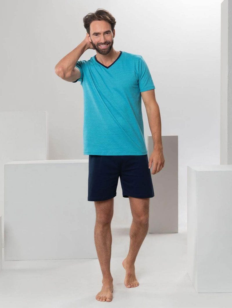 Pijama hombre verano ecológico azul - Imagen 4