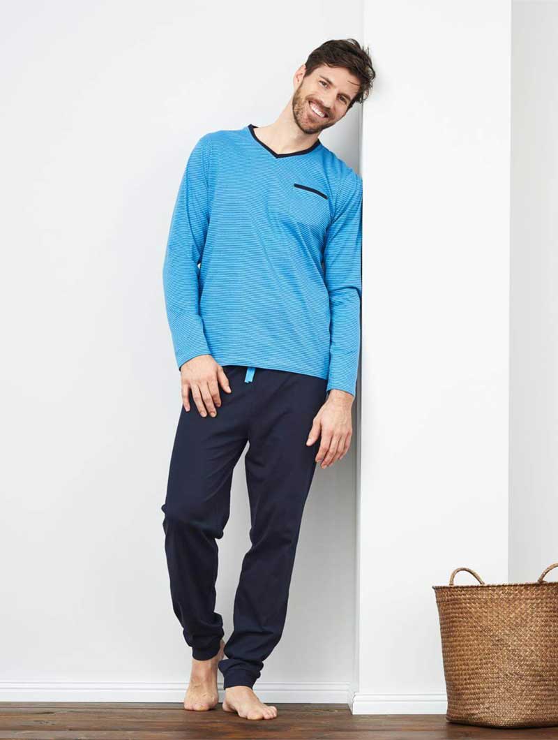 Pijama ecológico largo para hombre color azul - Imagen 2