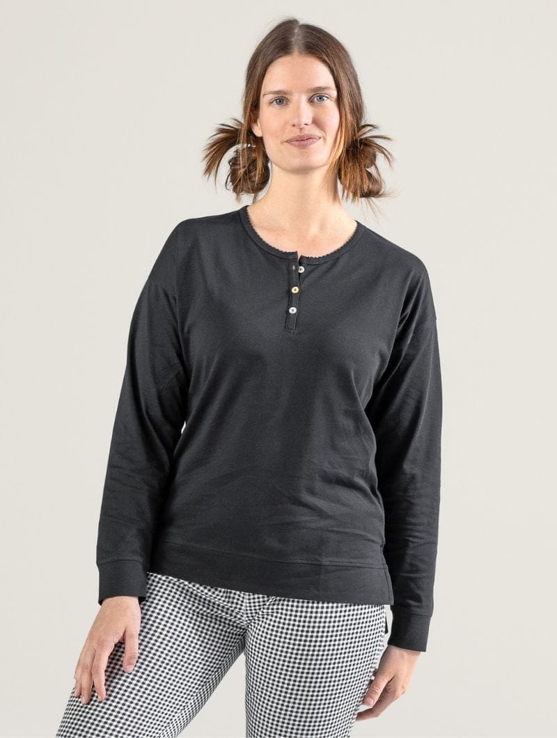 Pijama a cuadros ecológico mujer blanco y negro