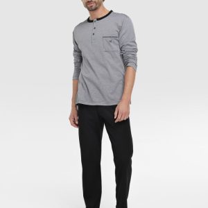 Pijama invierno hombre hilo de Escocia negro