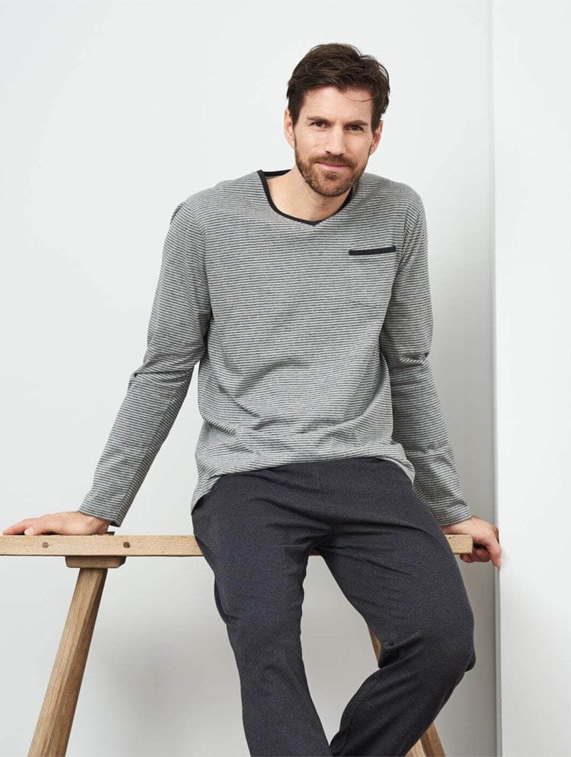 Pijama largo de algodón orgánico para hombre