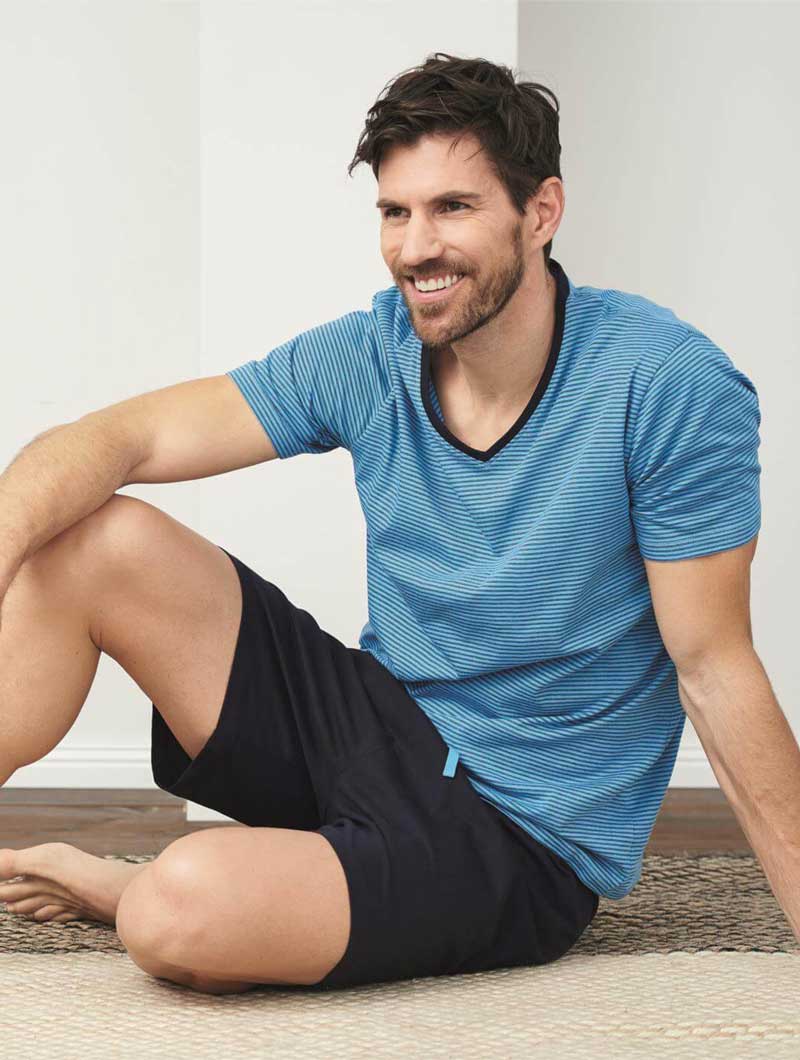 Pijama hombre verano ecológico azul - Imagen 2