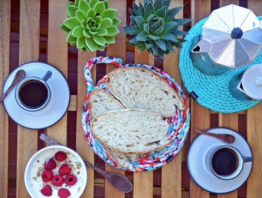 Salvamanteles redondo de tejido reciclado - Imagen 3