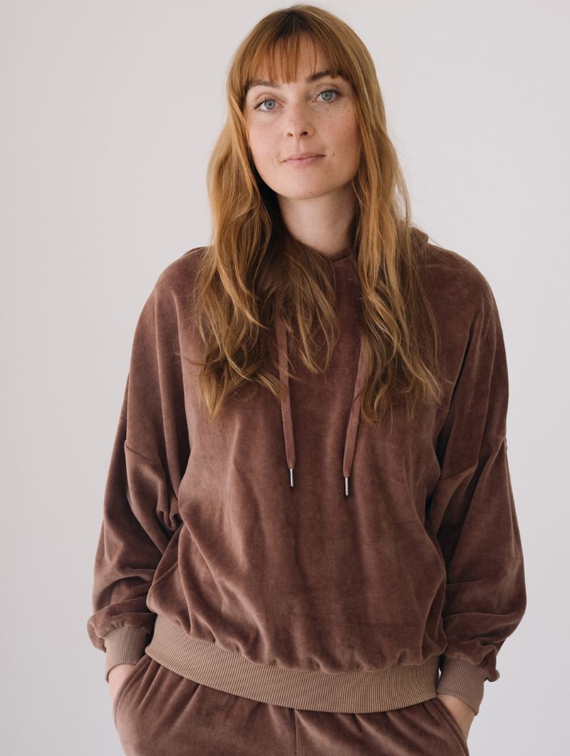 Sudadera capucha terciopelo de algodón orgánico