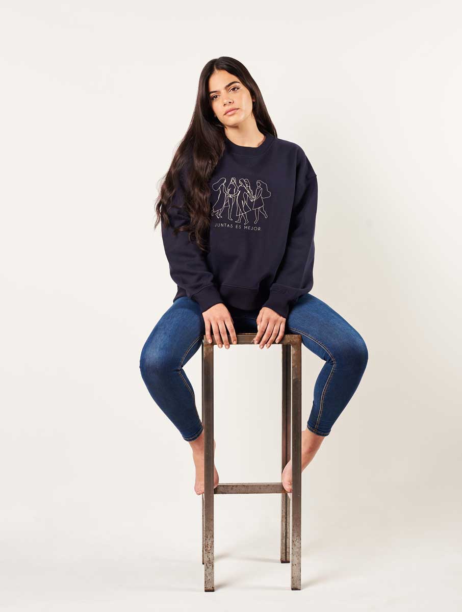 Sudadera feminista azul de algodón orgánico - Imagen 4