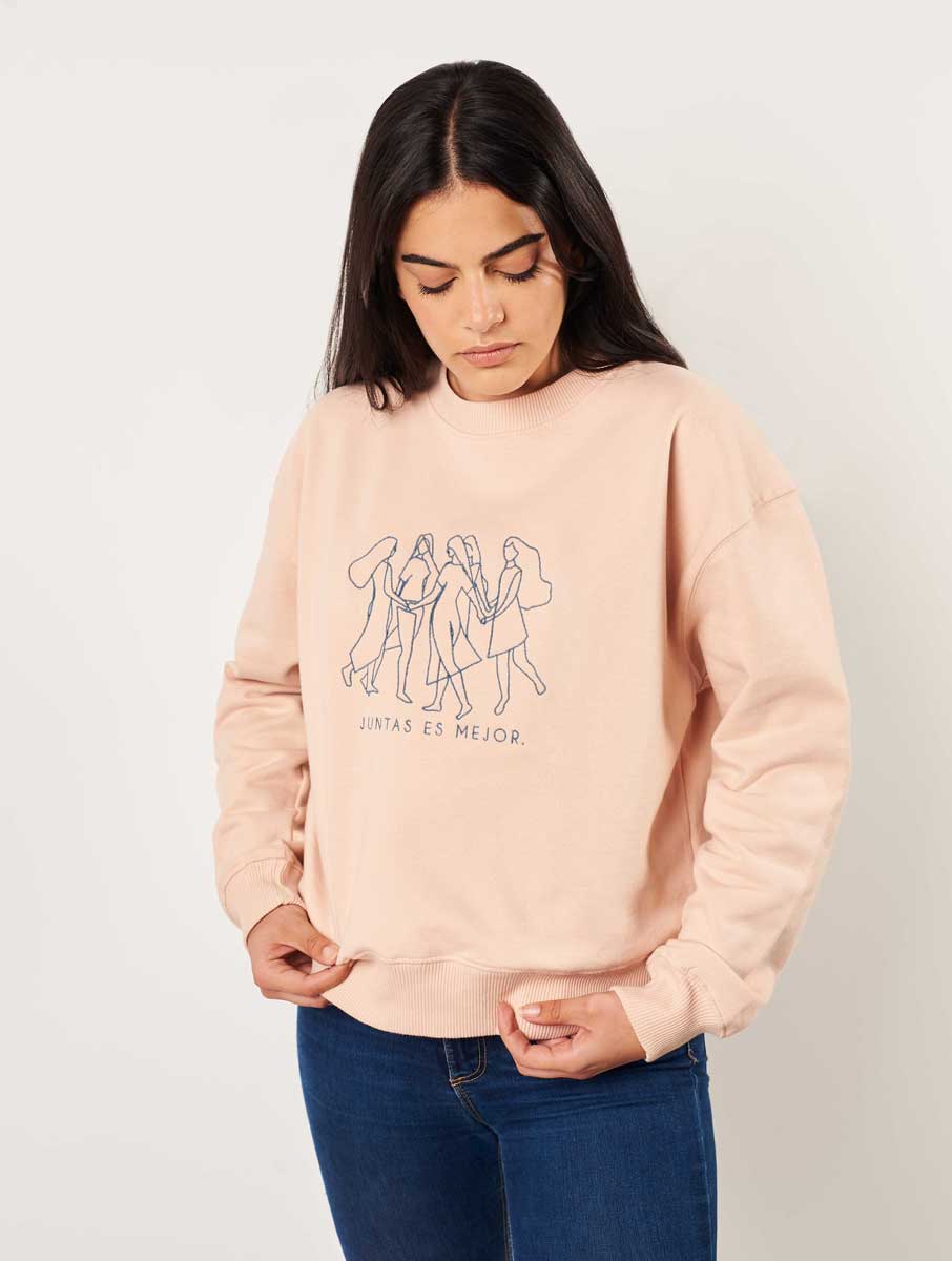 Sudadera feminista rosa de algodón orgánico - Imagen 2
