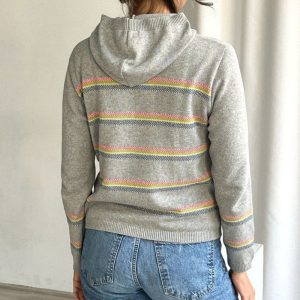 Sudadera de punto a rayas con capucha para mujer