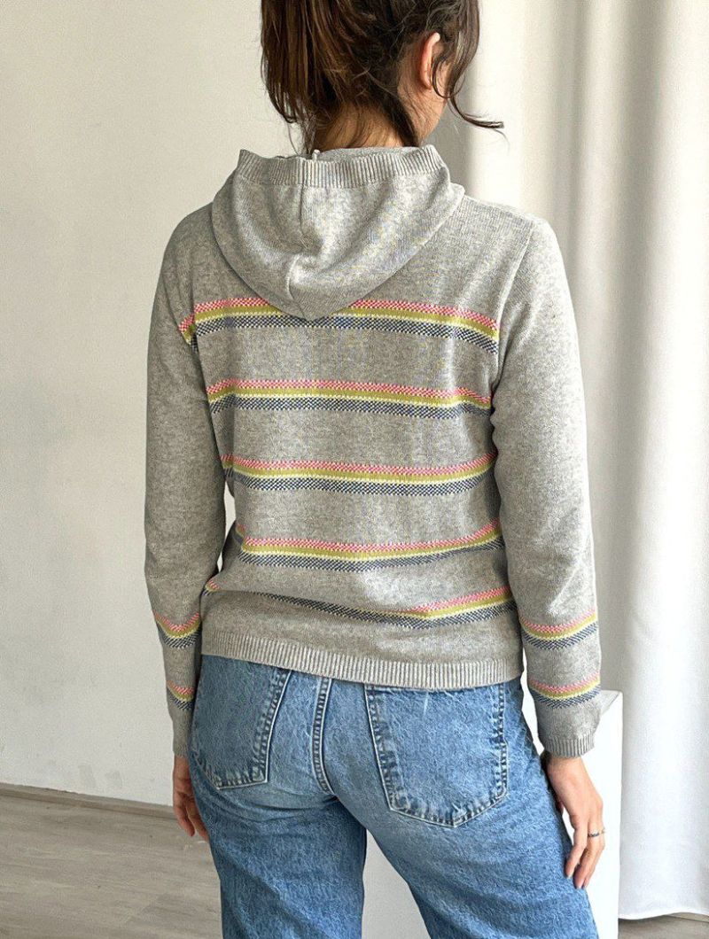 Sudadera de punto a rayas con capucha para mujer - Imagen 2