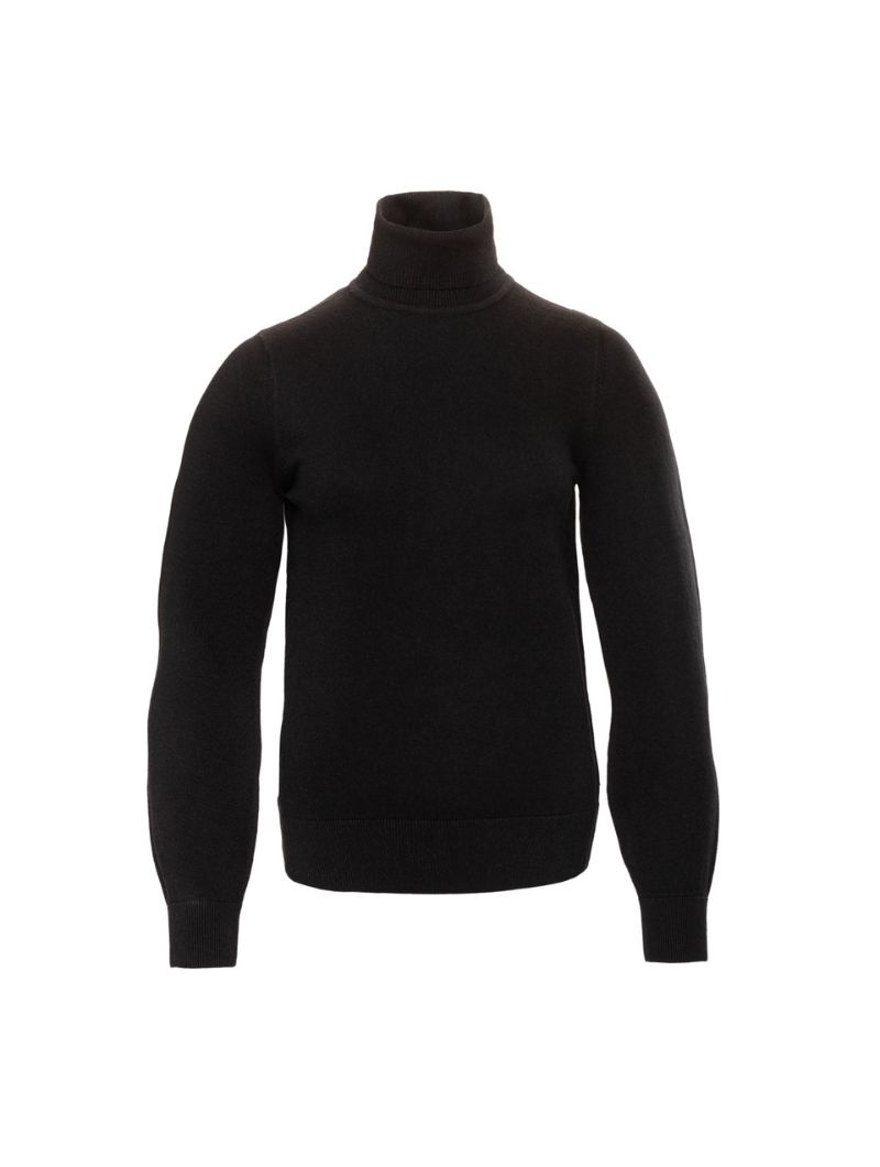 Suéter cuello vuelto negro de algodón orgánico y lana - Imagen 6