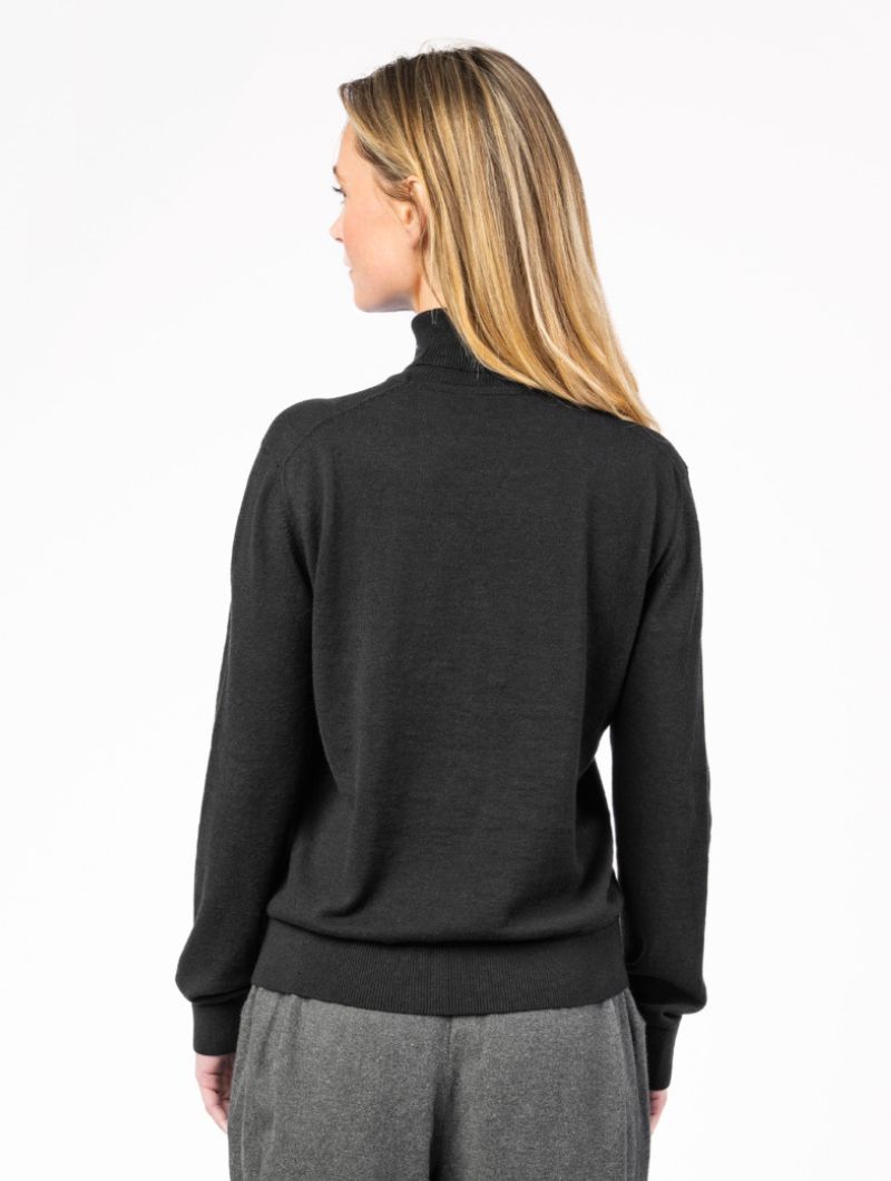 Suéter cuello vuelto negro de algodón orgánico y lana - Imagen 3