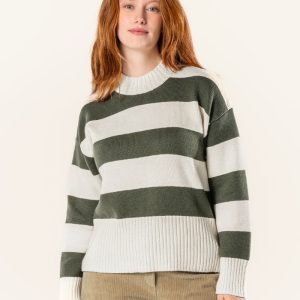 Suéter a rayas de cuello alto 100% ecológico