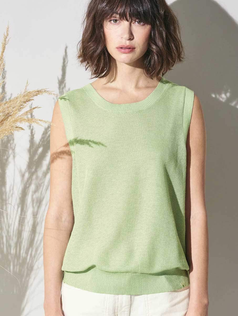 Top de punto de cáñamo y algodón orgánico