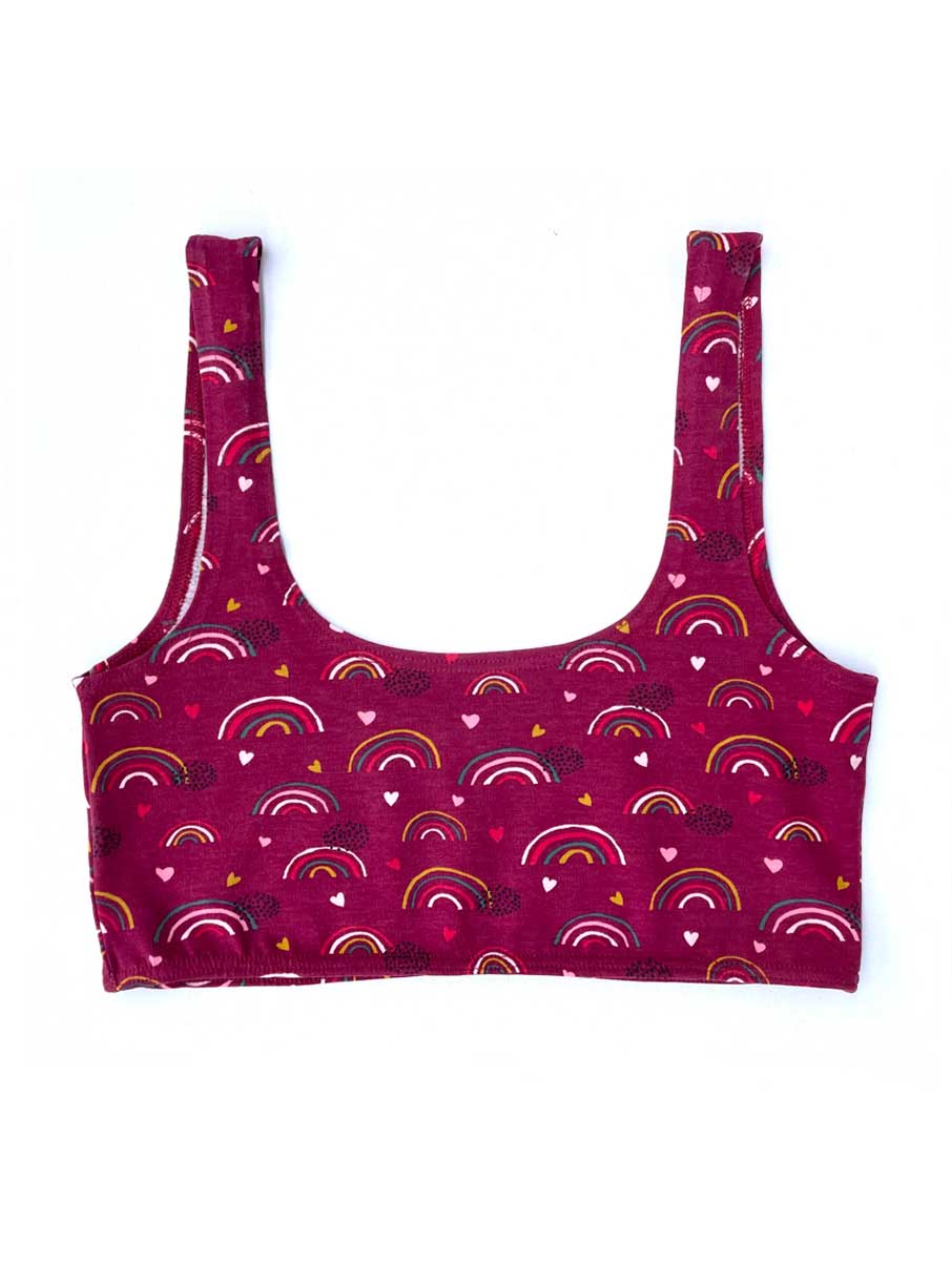Top sujetador arcoíris granate 100% orgánico