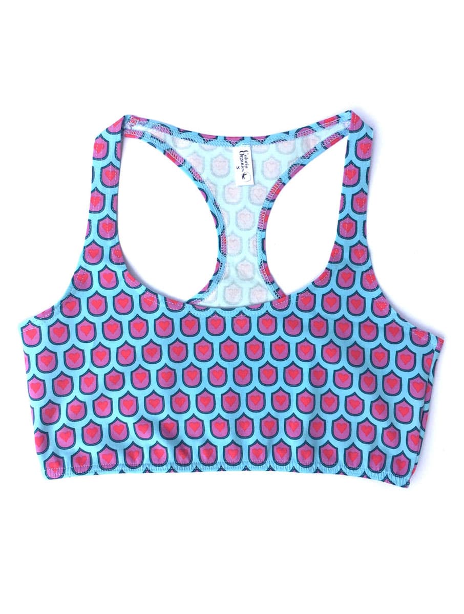 Top sujetador algodón orgánico con escudos de corazones