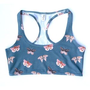 Top sujetador turquesa con mariposas de algodón orgánico