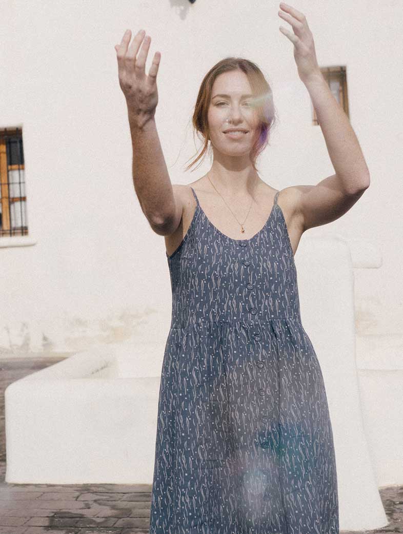 Vestido tirantes bruma azul de algodón orgánico - Imagen 5