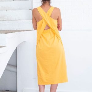 Vestido midi amarillo de algodón orgánico