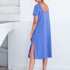 Vestido midi azul de algodón orgánico