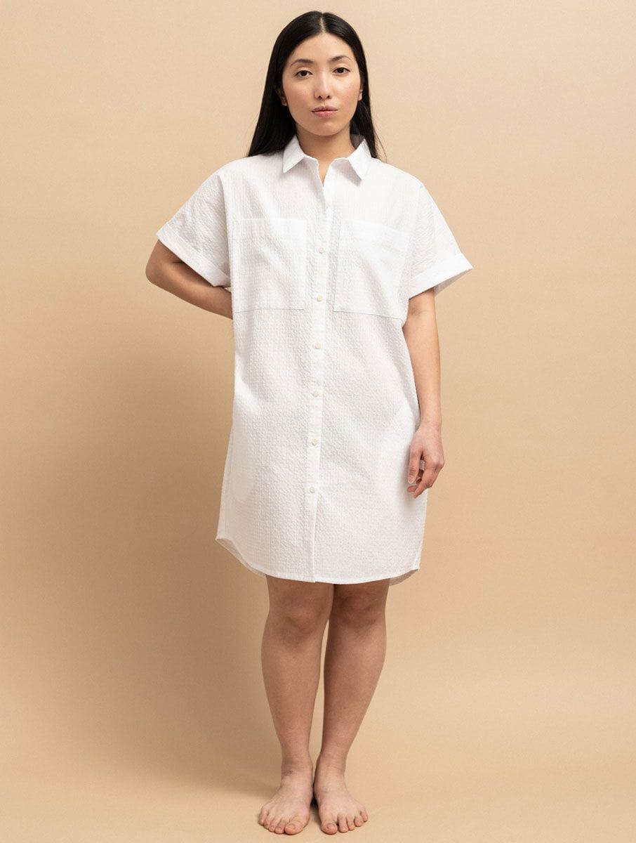 Vestido camisero blanco 100% ecológico - Imagen 2