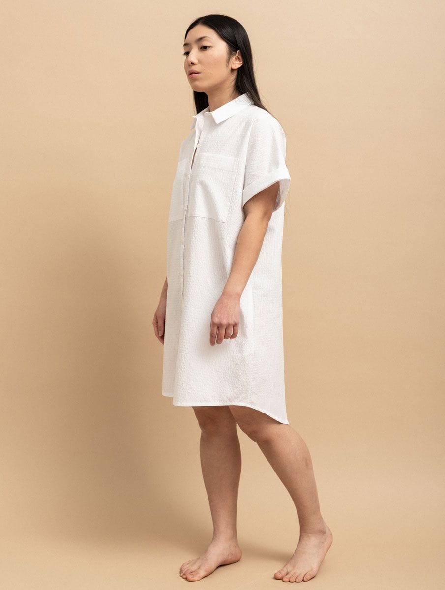Vestido camisero blanco 100% ecológico - Imagen 4