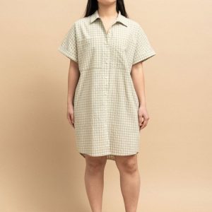 Vestido camisero cuadros vichy color pistacho