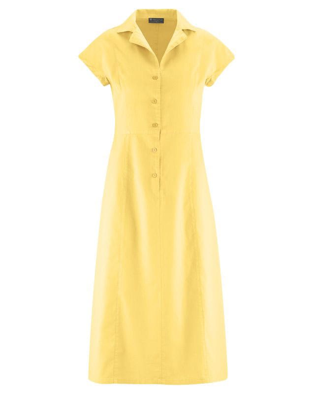 Vestido camisero midi amarillo de cáñamo y algodón orgánico - Imagen 3