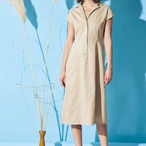 Vestido camisero midi de cáñamo y algodón orgánico