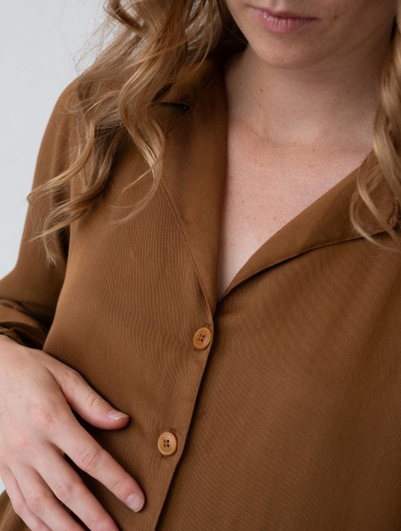 Vestido camisero de color teja 100% tencel - Imagen 3