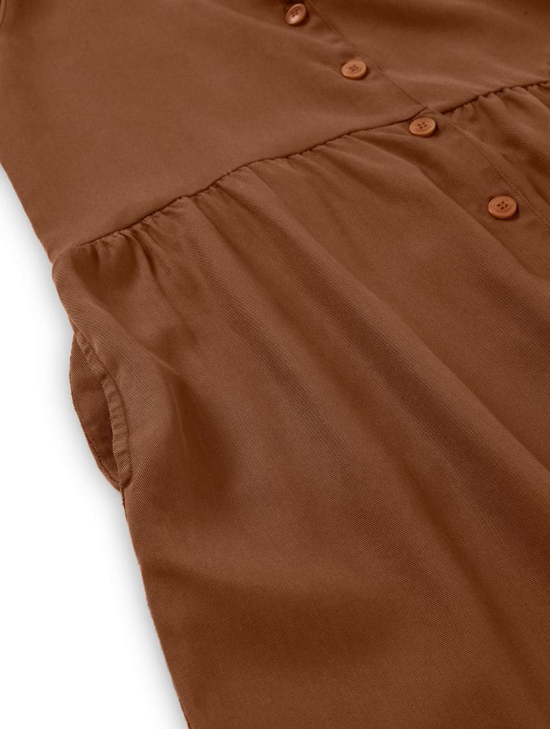 Vestido camisero de color teja 100% tencel - Imagen 7
