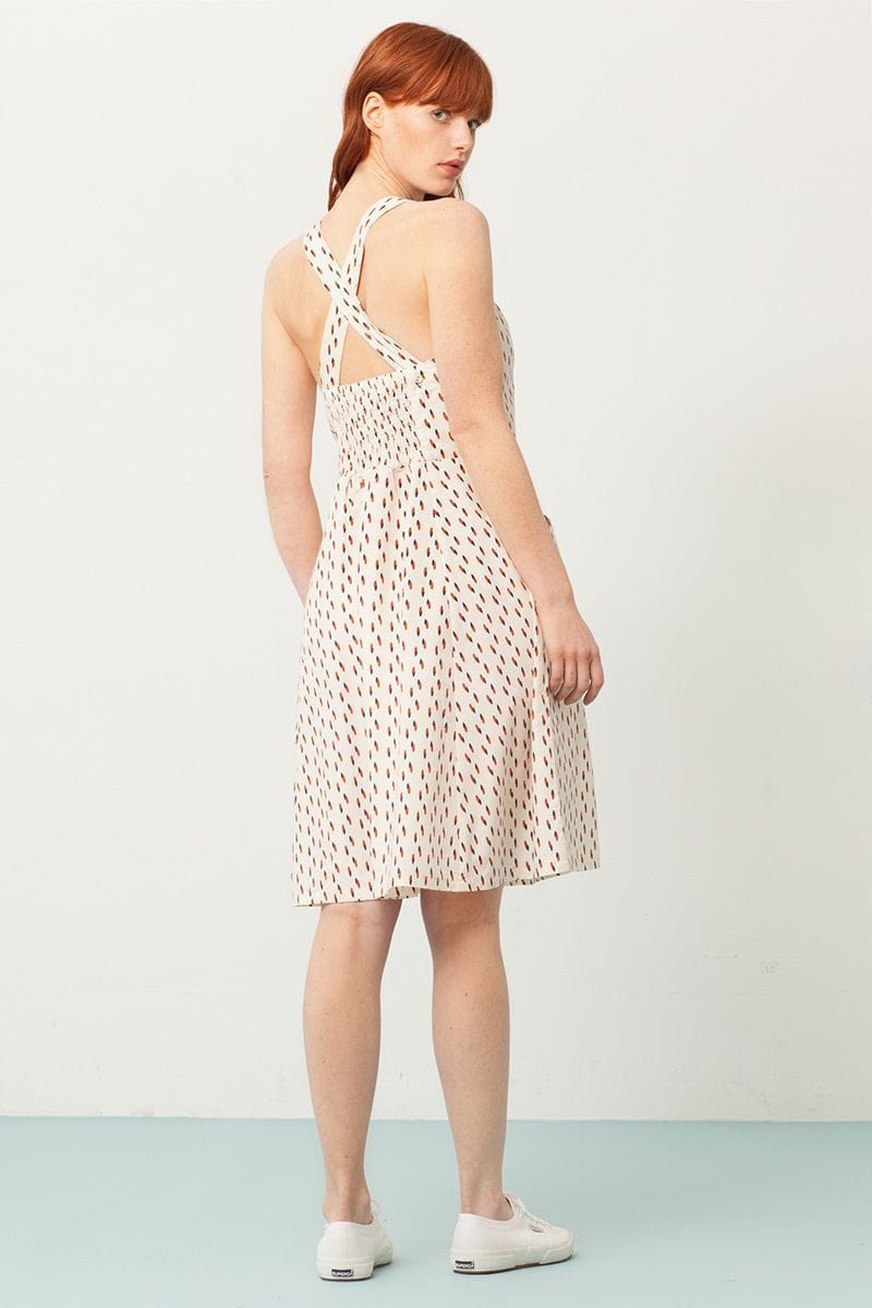 Vestido cruzado crudo estampado abstracto - Imagen 3