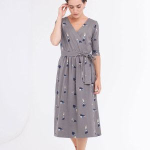 Vestido cruzado gris de algodón orgánico