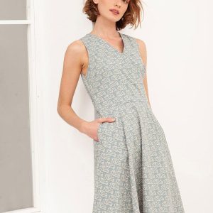 Vestido de algodón orgánico azul claro estampado