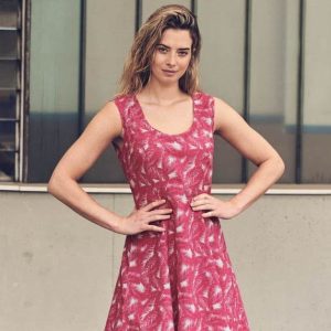 Vestido de cáñamo y algodón orgánico estampado palmera