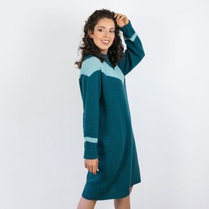 Vestido de lana estampado de chevron