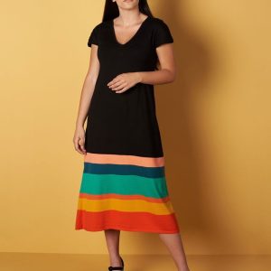 Vestido de punto con rayas de colores