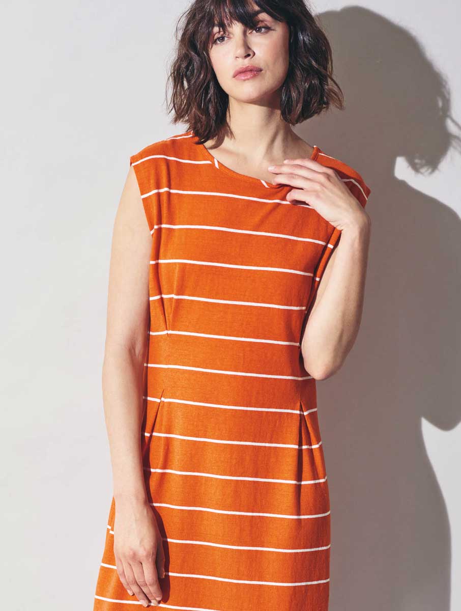 Vestido de rayas sin mangas ecológico para mujer