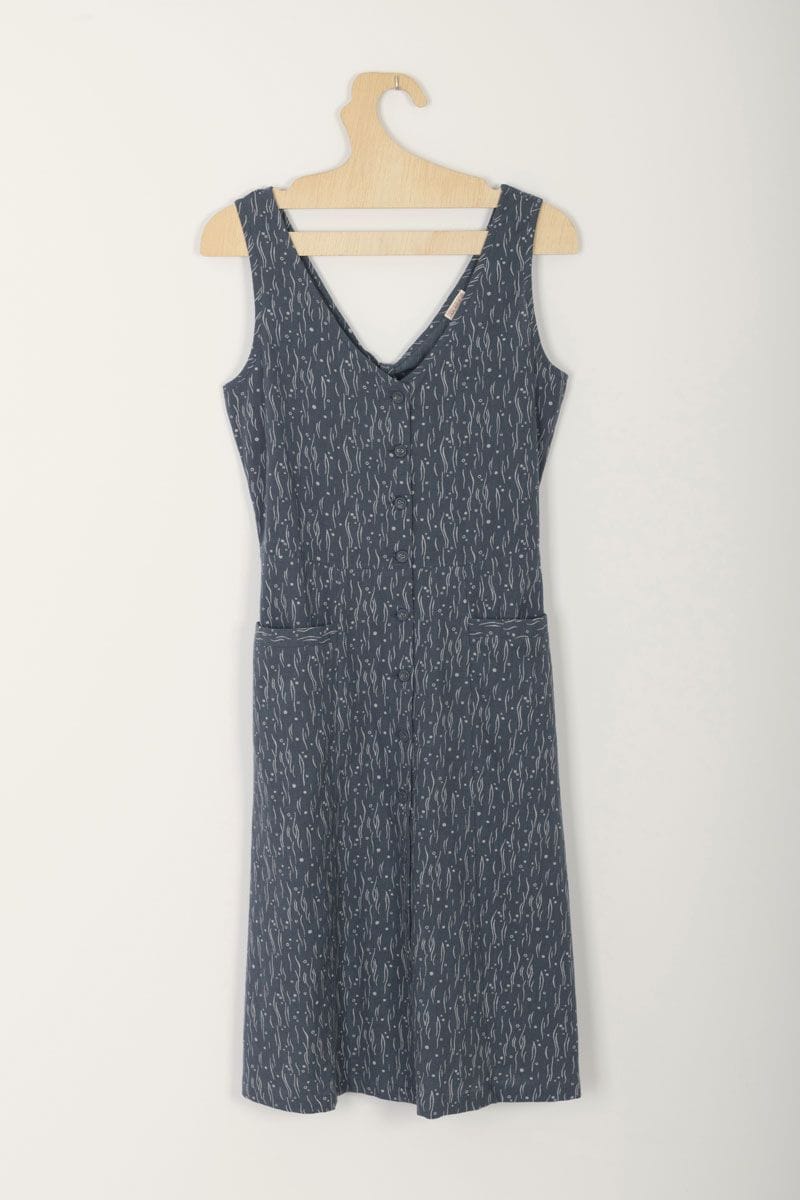 Vestido entallado azul con bruma de algodón ecológico - Imagen 7