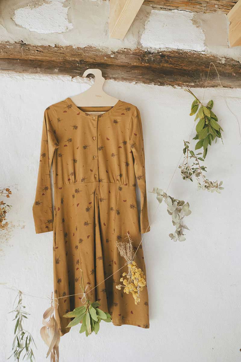 Vestido escote redondo con flores de cardo ecológico - Imagen 6