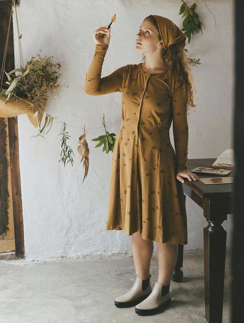Vestido escote redondo con flores de cardo ecológico - Imagen 2
