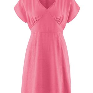 Vestido rosa fruncido en el pecho de cáñamo y algodón orgánico