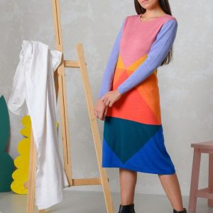 Vestido geométrico de colores 100% lana merino