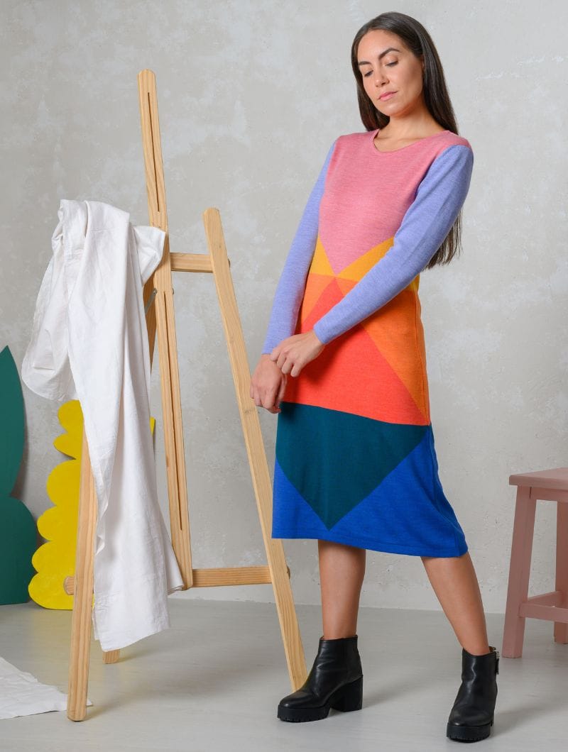 Vestido geométrico de colores 100% lana merino - Imagen 2