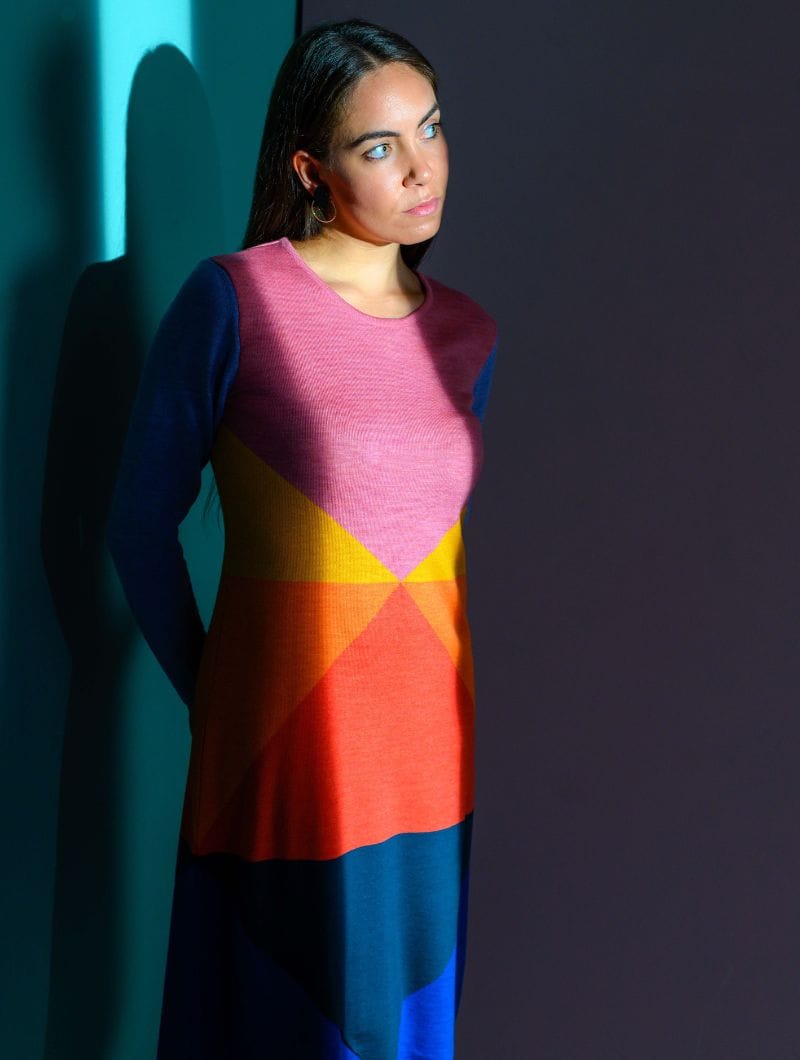Vestido geométrico de colores 100% lana merino - Imagen 6