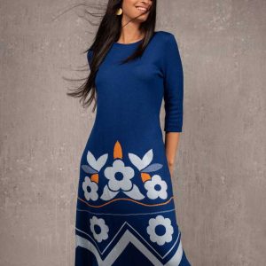 Vestido de lana largo con flores