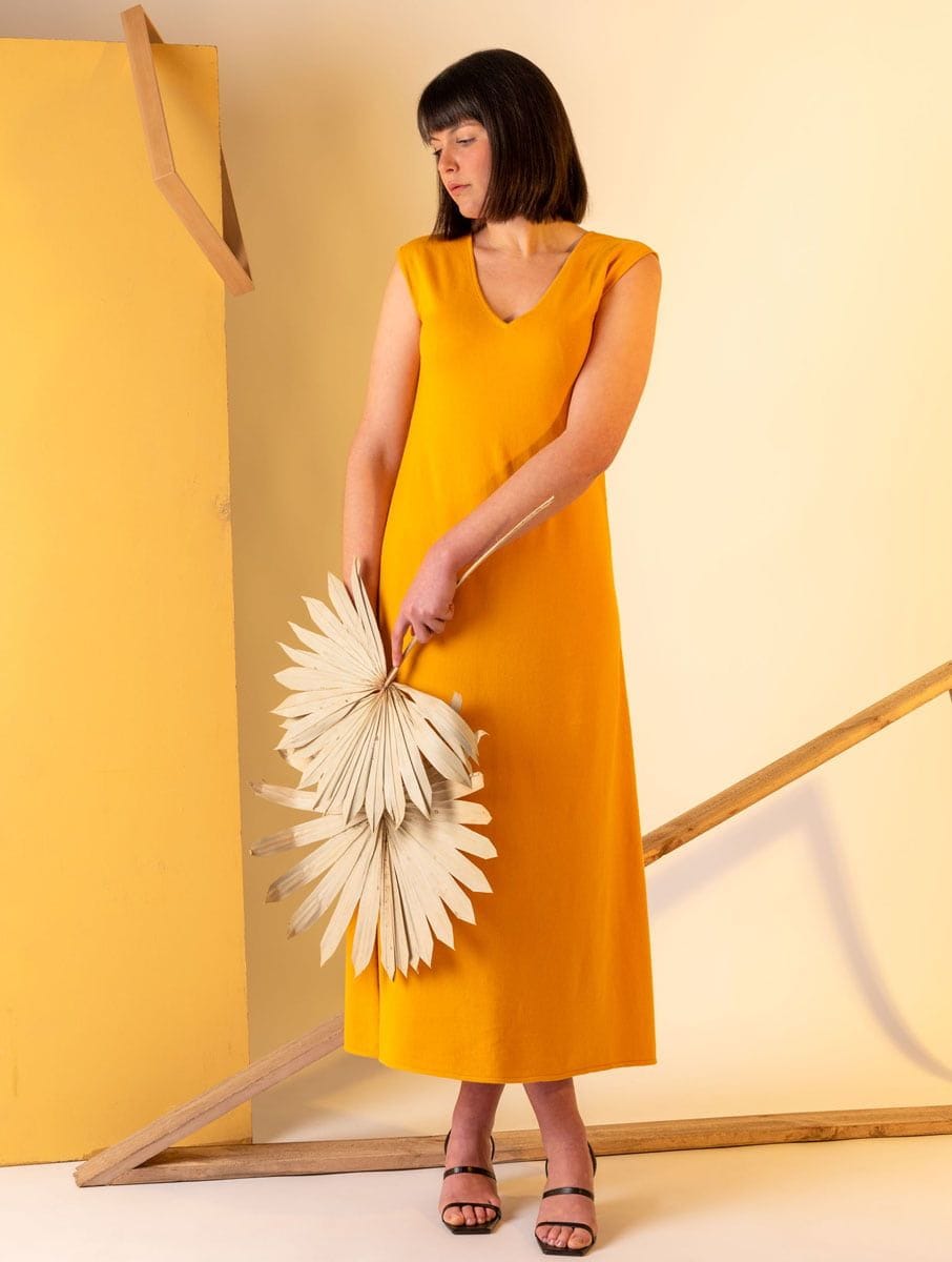 Vestido largo de punto de colores lisos - Imagen 6