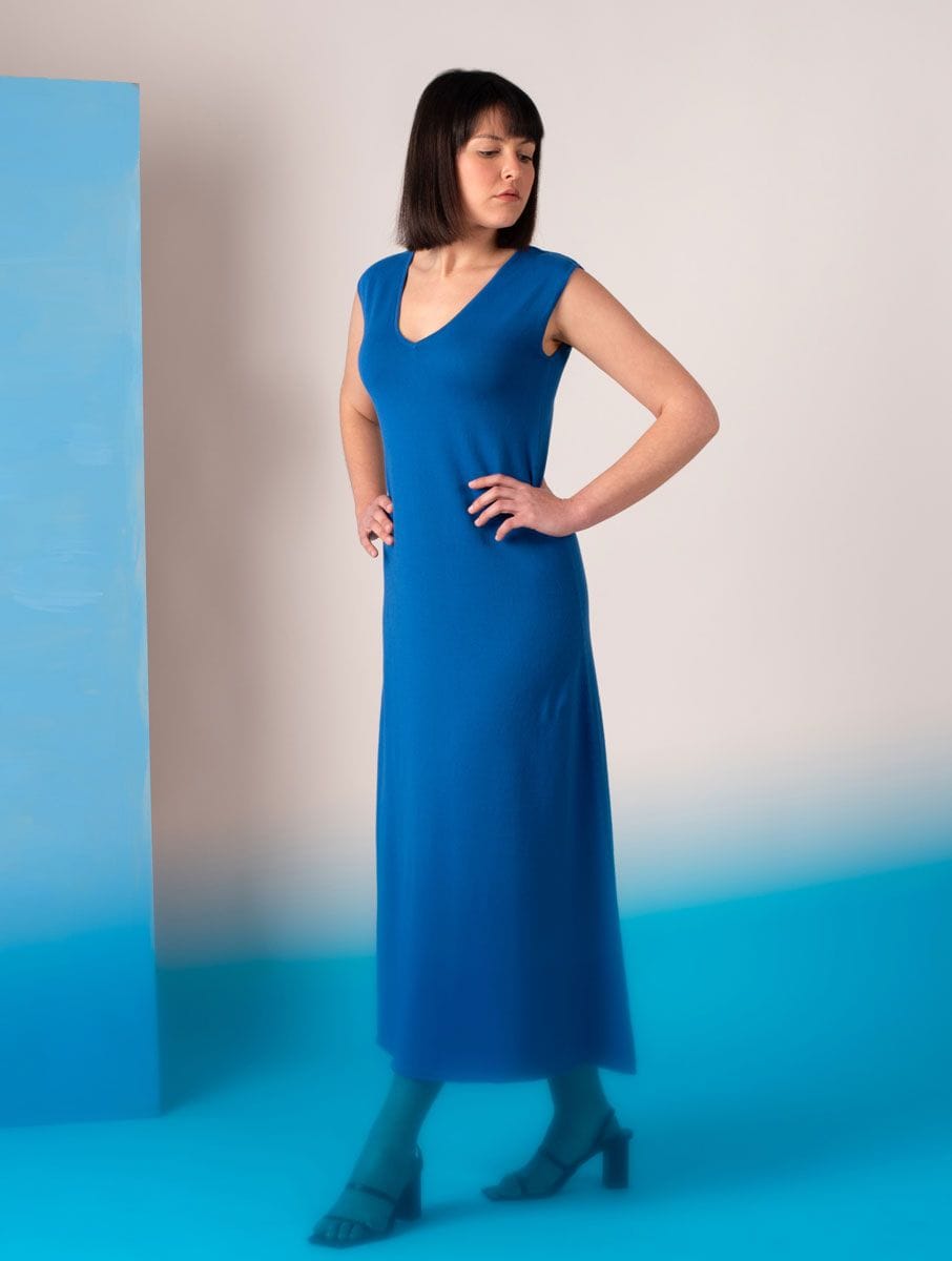 Vestido largo de punto de colores lisos - Imagen 2