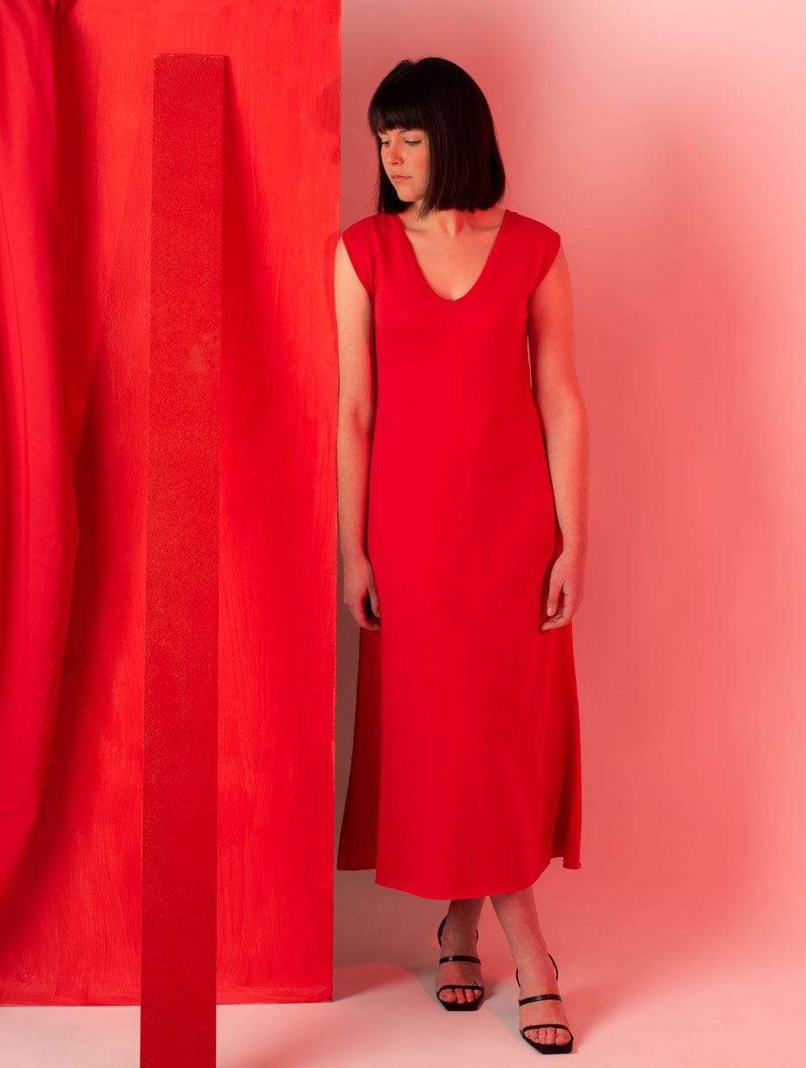 Vestido largo de punto de colores lisos - Imagen 4